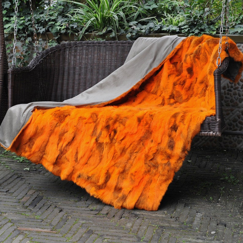 Patchwork Rabbit Fur Blanket Throw