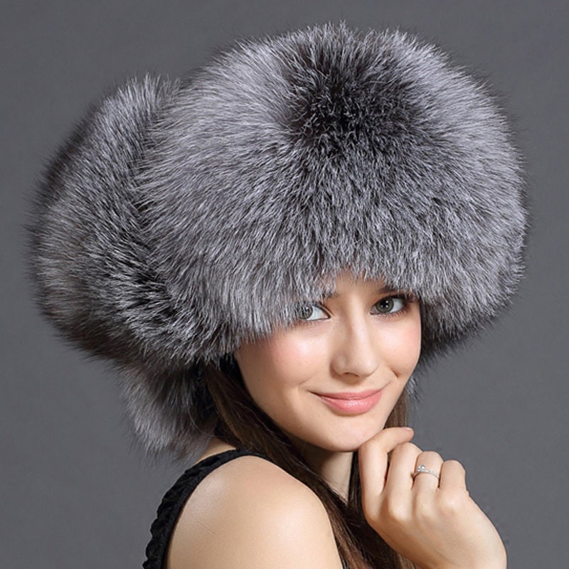 Silver Fox Fur Trapper Hat - Etsy UK