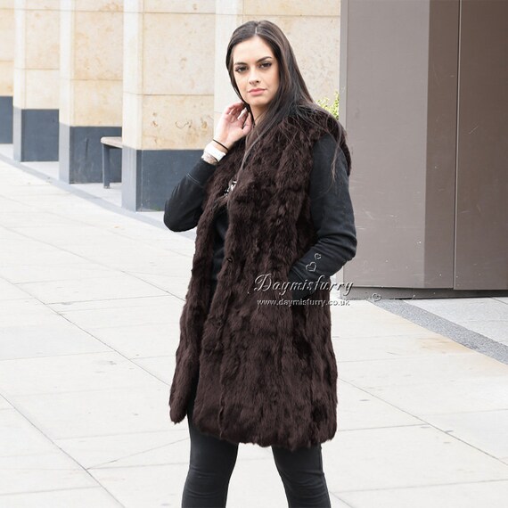 Pieced Rabbit Fur Vest Real Fur Gilet 