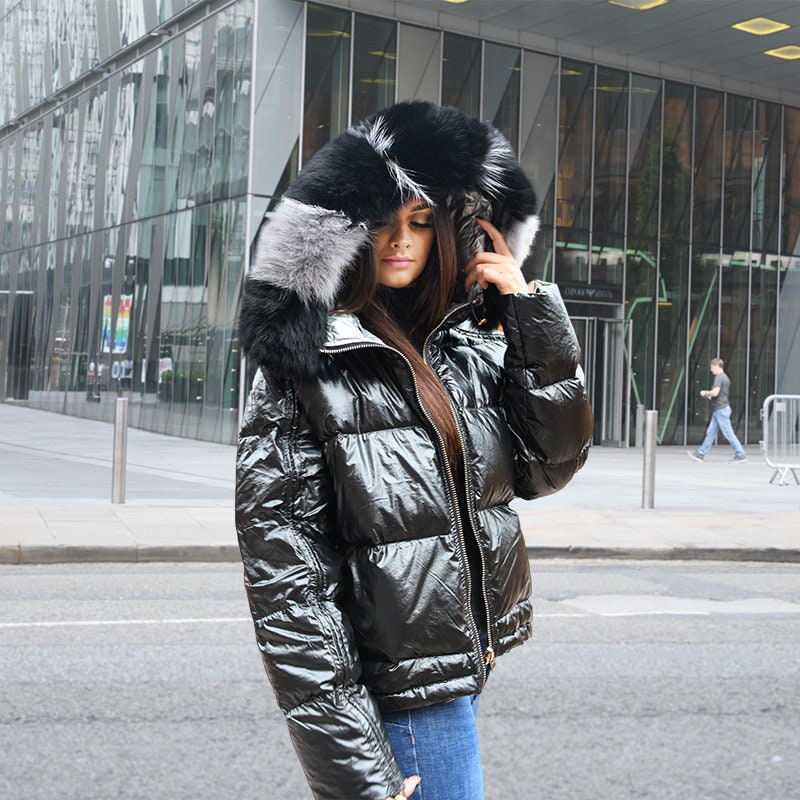 Down Coat With Fox Fur Trim Winter Coat Double Sided Jacket - Etsy Singapore
