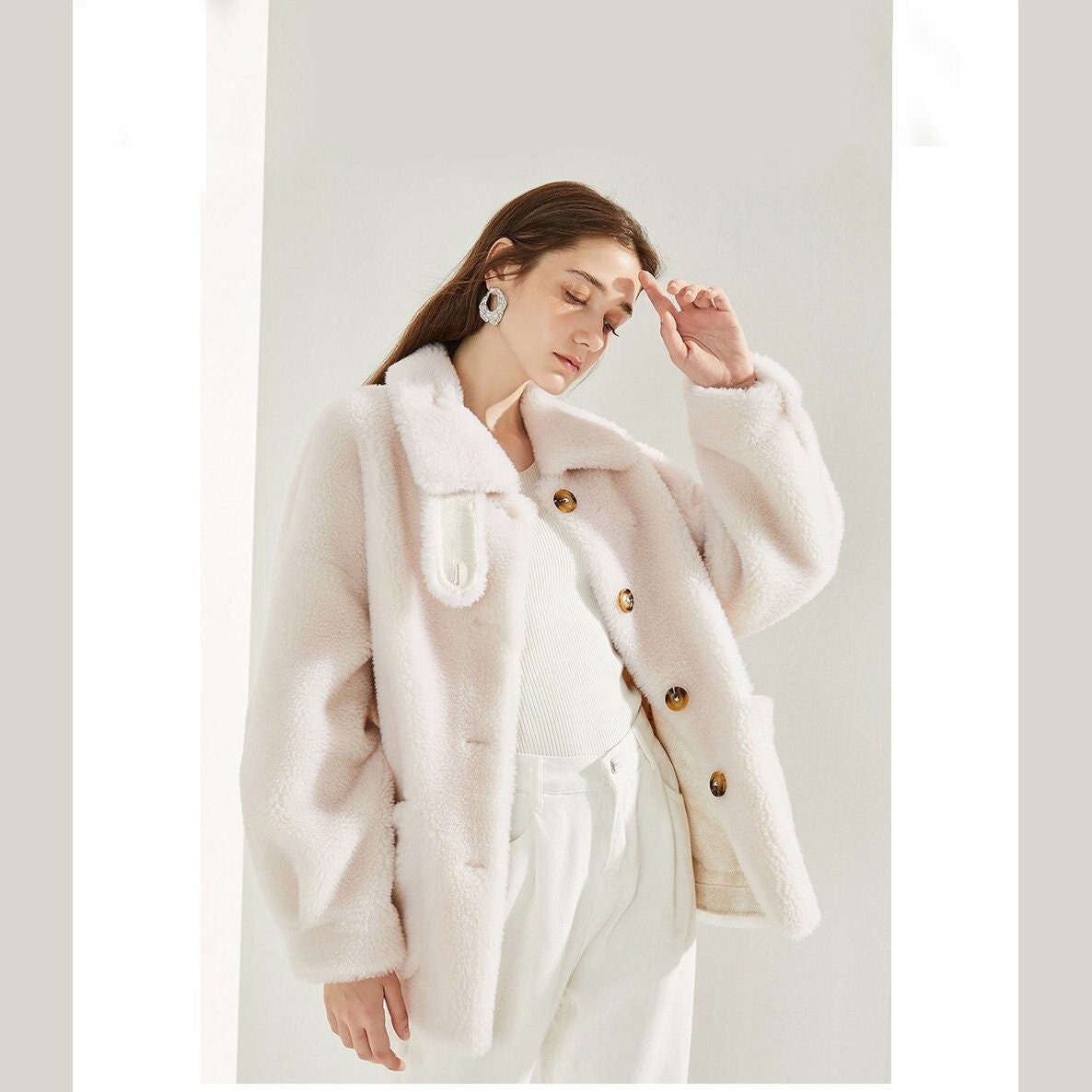 Wool Teddy Jacket in Ivory - Etsy Australia