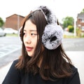 Rex Rabbit Fur Earmuffs With Matching Fur Band In Black Frost