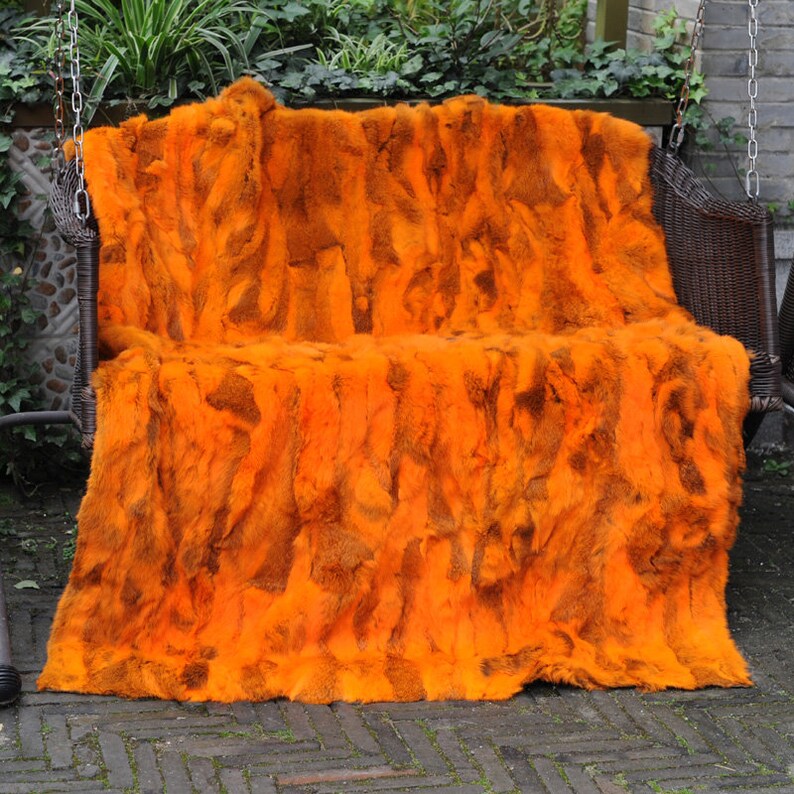Patchwork Rabbit Fur Blanket Throw