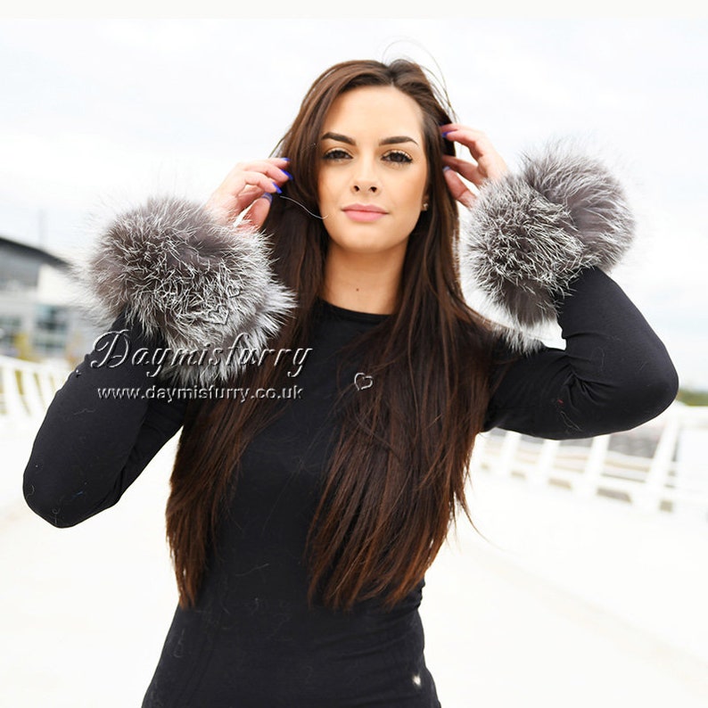 Bridget Finn Silver Fox Fur Slap on Cuffs - Etsy UK