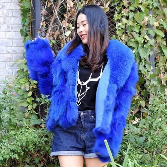 Finn Fox Fur Lady Coat In Royal Blue Uk Finn Fox Fur Lady Coat In Royal Blue, Royal Blue Faux Fur Coat Plus Size Uk