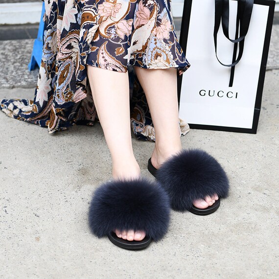 gucci fox fur slides