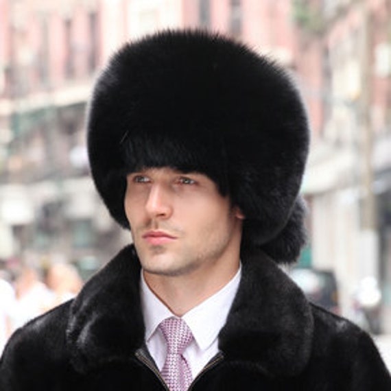Fox Fur Pill Box Hat With Two Tails in 