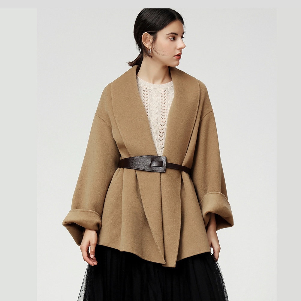 Double-faced Wool Camel Belt Coat Fashion Coat - Etsy UK