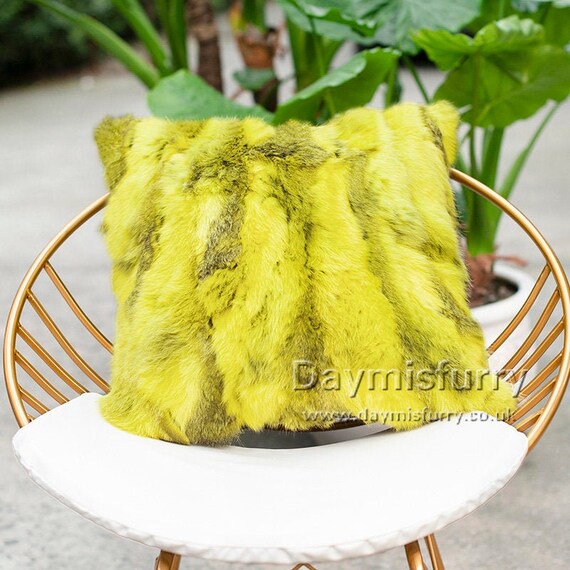 Pieced Rabbit Fur Pillow Cushion Cover Etsy