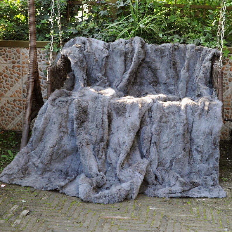 Patchwork Rabbit Fur Blanket Carpet Etsy UK