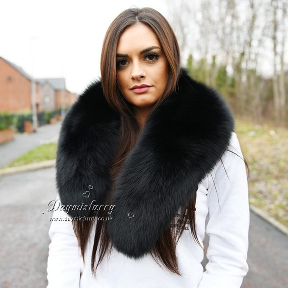 black fur collar