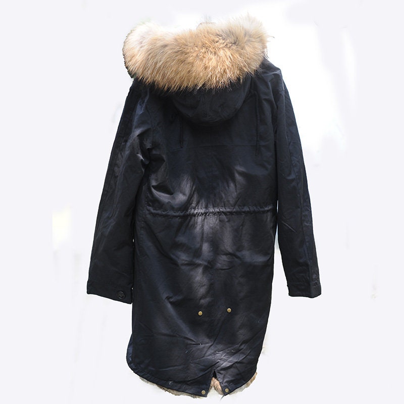 hot8833 Designer Unisex Black Parka Rare Rabbit Jackets with Reversible Down Strap and Woolen Letter Pattern - RTK3