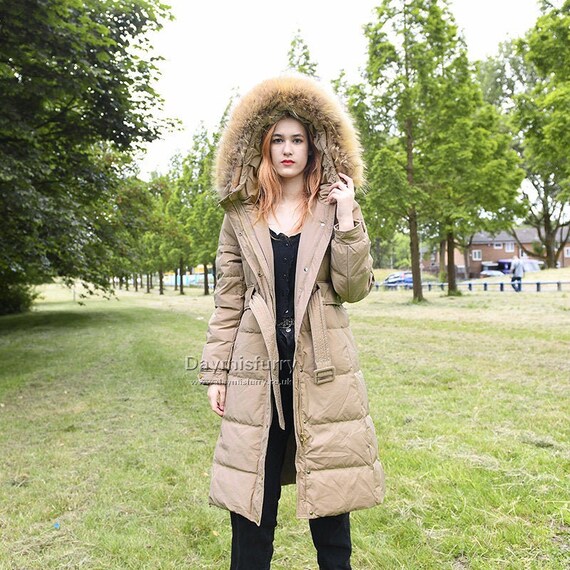 Down Jacket with Raccoon Fur Trim