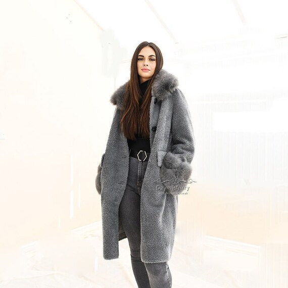 Fleece Wool Teddy Coat With Fox Fur 
