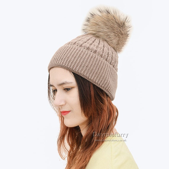 Kust Werkelijk rok Buy Wool Beanie Hat With Fur Pom Pom Winter Hat Online in India - Etsy