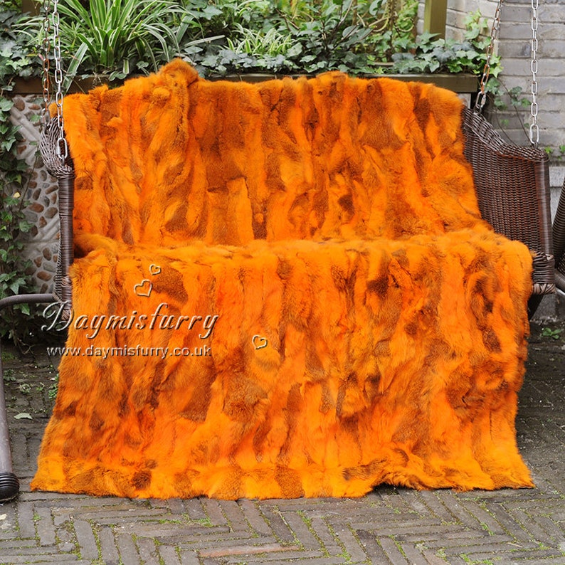 Patchwork Rabbit Fur Blanket Throw