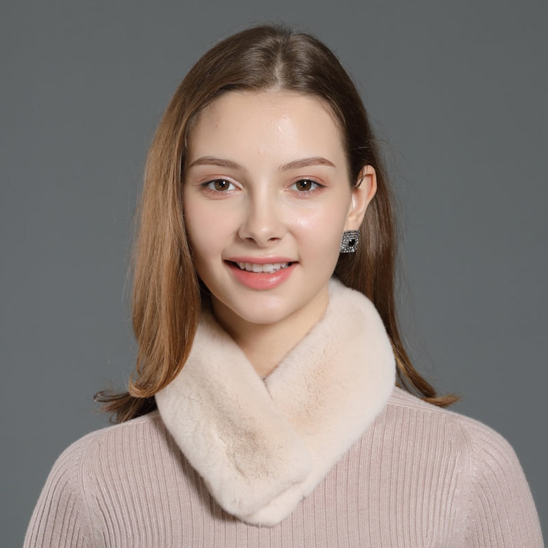 Rex Rabbit Fur Collar Scarf Real Fur Scarf Winter Scarf Etsy UK