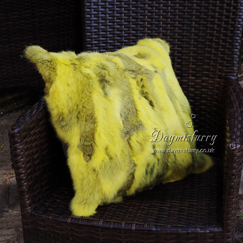 Pieced Rabbit Fur Pillow Cushion Cover Etsy