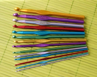 Crochet hook set 14er 2.0 to 10.0 mm aluminium