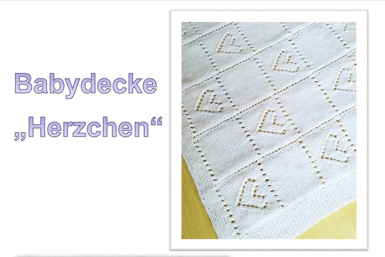 eBook Strickanleitung Babydecke Herzchen Bild 1