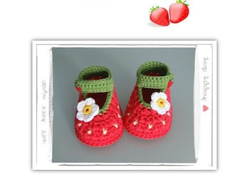 eBook crochet pattern baby shoes ballerina strawberry