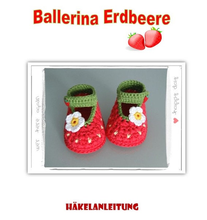 eBook Häkelanleitung Babyschuhe Ballerina Erdbeere Bild 1