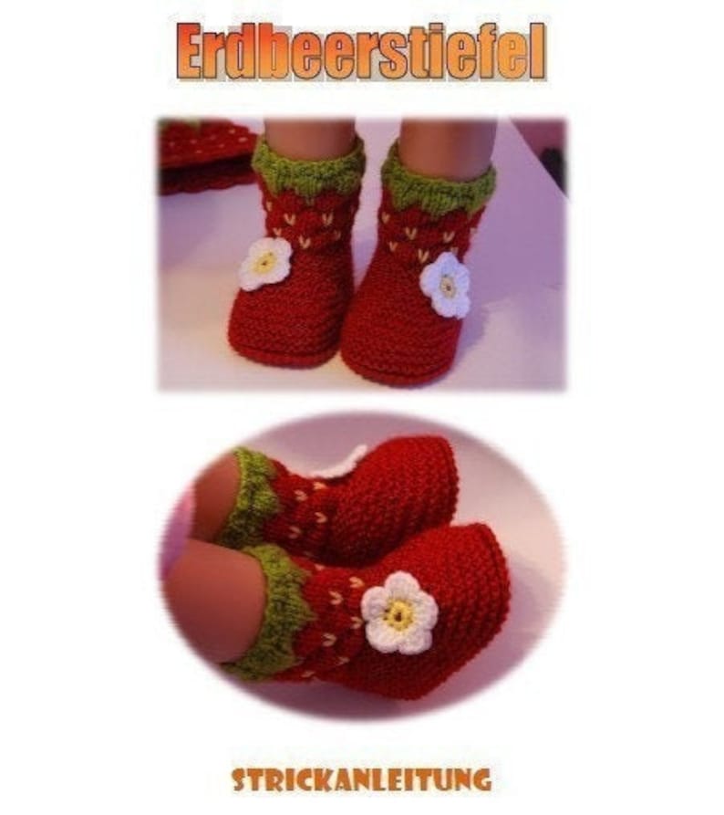 eBook Strickanleitung Babyschuhe Stiefel Erdbeere Bild 1