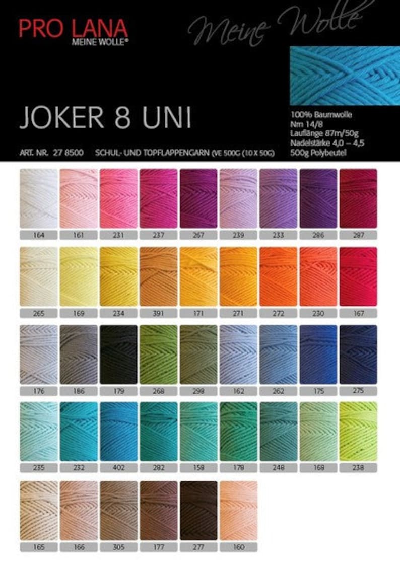 50g Joker 8 uni Schul/Topflappengarn Baumwolle Häkelgarn Bild 1