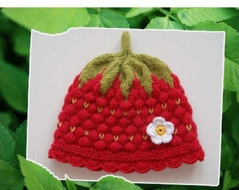 eBook knitting instructions children's hat strawberry