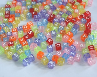 200x Lettre perles couleurs de bonbons mélange 6 x 6 mm