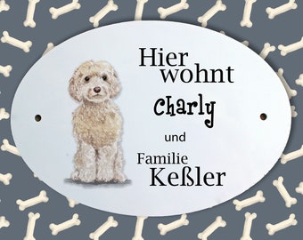 Türschild Hund und Familie personalisiert