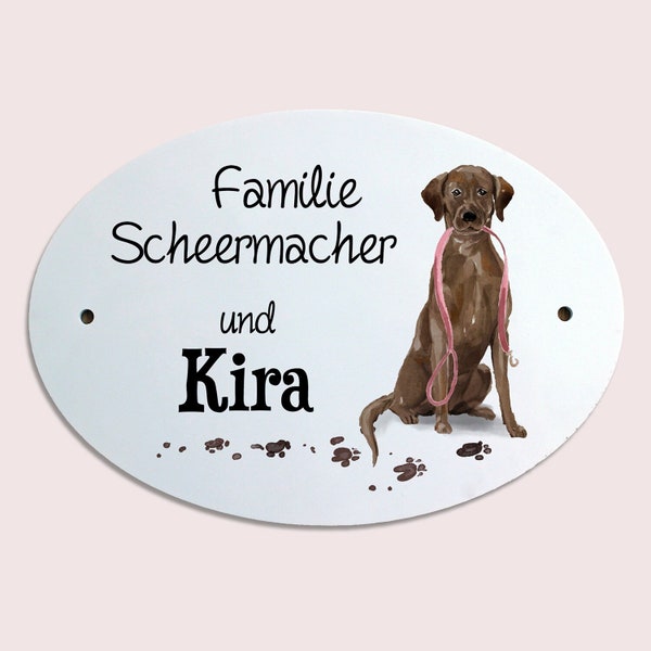 Türschild Hund Labrador Haustür, Klingelschild personalisiert, Namensschild Familie mit Hund