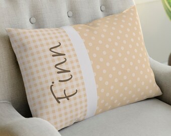 Namenskissen Kissen mit Name Kuschelkissen Punkte Dots beige