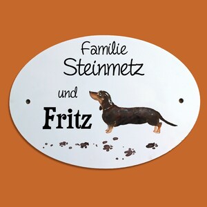 Door sign family with dog Dachshund personalized