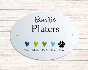 Türschild Hund / Geschenk für Hundebesitzer personalisiert / Türschild Familie mit Hund