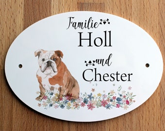 Dog English Bulldog door sign personalized