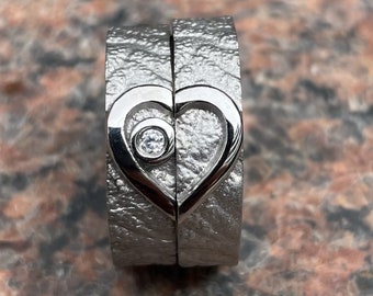 Heart partner rings divided heart stainless steel rings