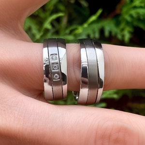 Extraordinary wedding rings partner rings stainless steel titanium with desired engraving image 2