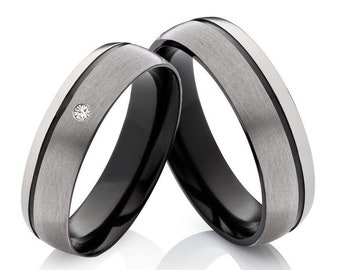 Titanium wedding rings with diamond