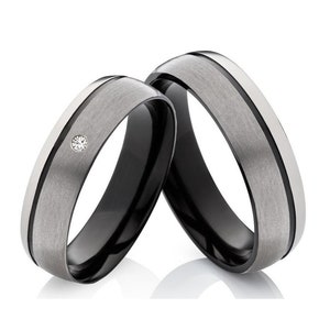 Titanium wedding rings with diamond
