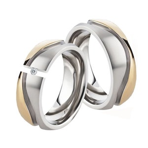 Modern extravagant unusual wedding ring set made of gold-plated stainless steel with diamond unusual wedding rings with diamond