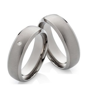 Titanium rings, wedding rings, engagement rings with diamond wedding rings including desired engraving image 1