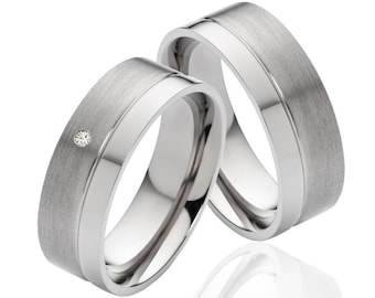 Titanium Partnerringe mit Diamant