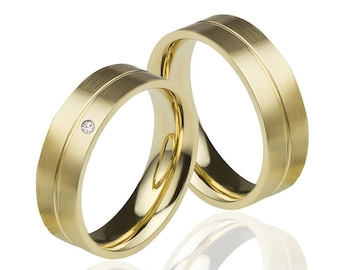 EHERINGE Gold Trauringe gelbgold mit Diamant und Echtheitszertifikat