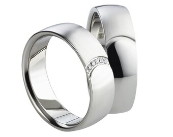 Wedding Rings Set unusual rings Crescent Rings made of titanium with desired engraving