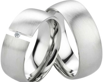 Anillos de boda anchos anillos de compromiso engastados con diamantes personalizables