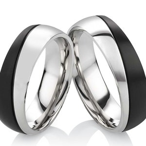 Engagement rings set modern partner rings stainless steel for men & women same-sex rings