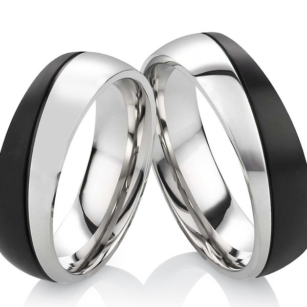 Verlobungsringe Set moderne Partnerringe Edelstahl für Männer & Frauen gleichgeschlechtliche Ringe