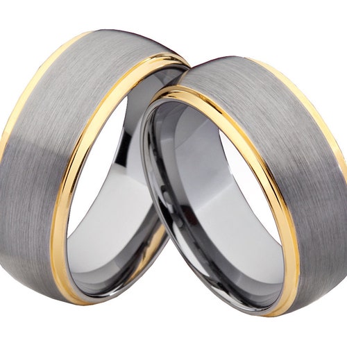 Rings in a set of tungsten tungsten gold pair rings wedding buying couple rings lesbian ring gay rings same-sex partner rings without stone