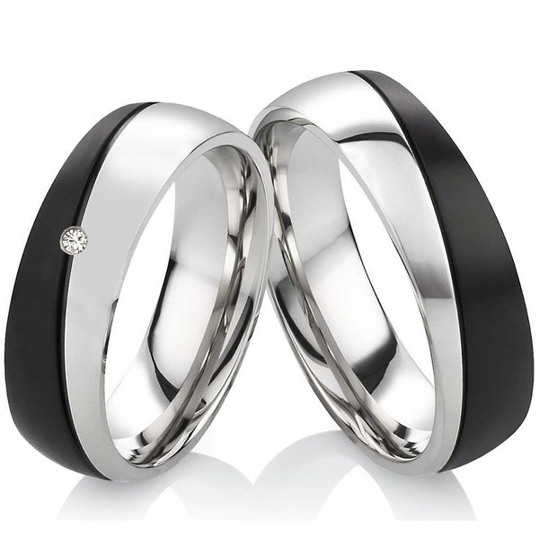 Partner rings stainless steel wedding rings with desired engraving anniversary gift girlfriend